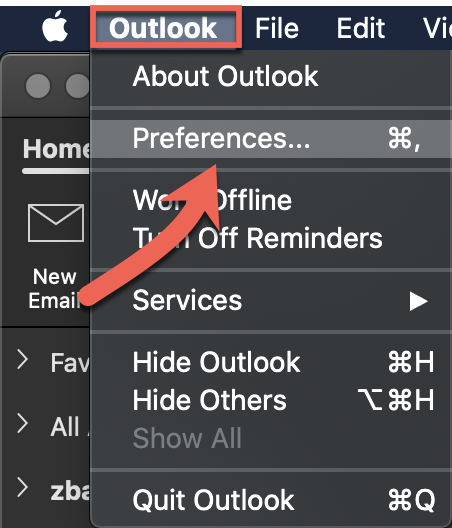 where is the create email button on outlook for mac